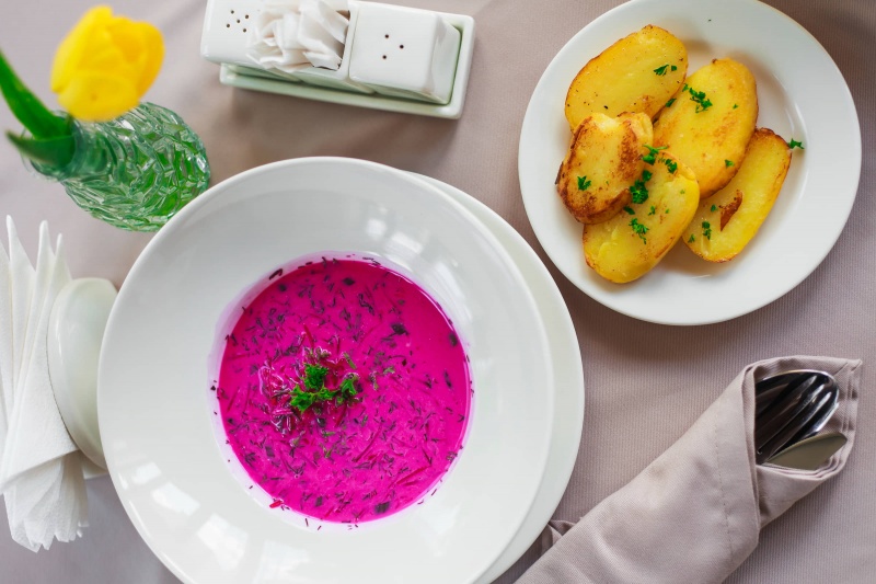 Holodnik with fried potatoes